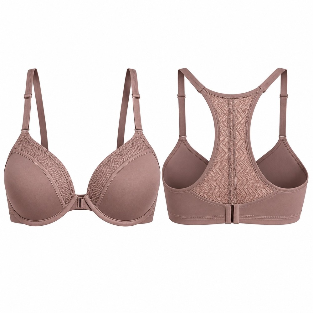 Victoria's Secret Bra Women 34D Taupe Body By Victoria Front Close Racerback
